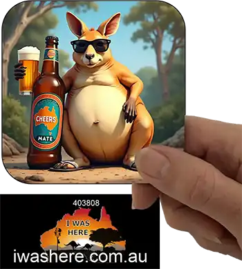 Coaster - Kangaroo Enjoying Beer 2