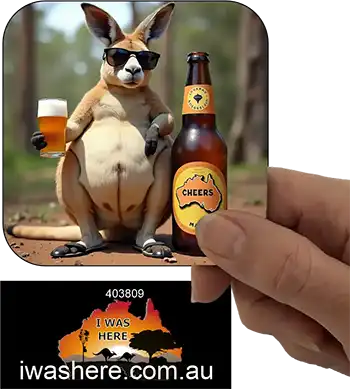 Coaster - Kangaroo Enjoying Beer 3
