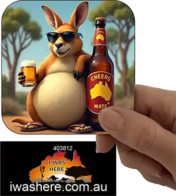Coaster - Kangaroo Enjoying Beer 6