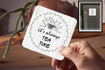 Drink Coaster - It's always tea time (light grey)