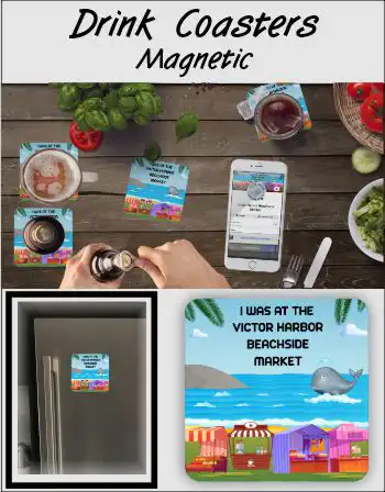 Victor Harbor Beachside Market - 4 x Drink Coasters Magnetic