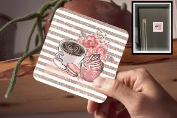 Drink Coaster - Coffee, Cake Theme Brown
