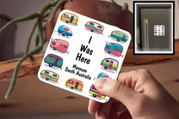 Drink Coaster, I Was Here Mannum - Magnetic (fridge magnet)
