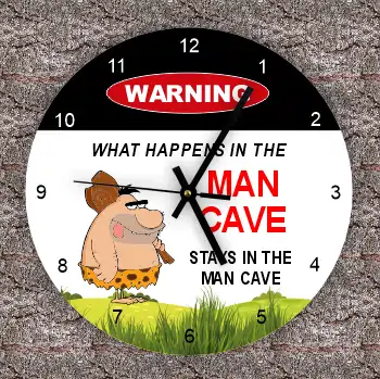 Man Cave Clock Fat Caveman