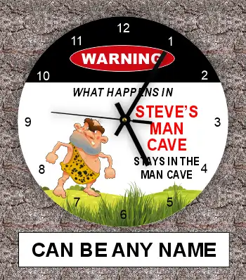 Any Name Man Cave Clock Grumpy Caveman