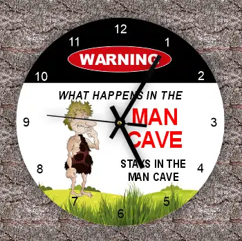 Man Cave Clock Thin Caveman
